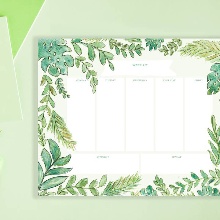 Bloco de notas do calendário do desktop do planejador semanal por atacado de Allison’s Illustrations