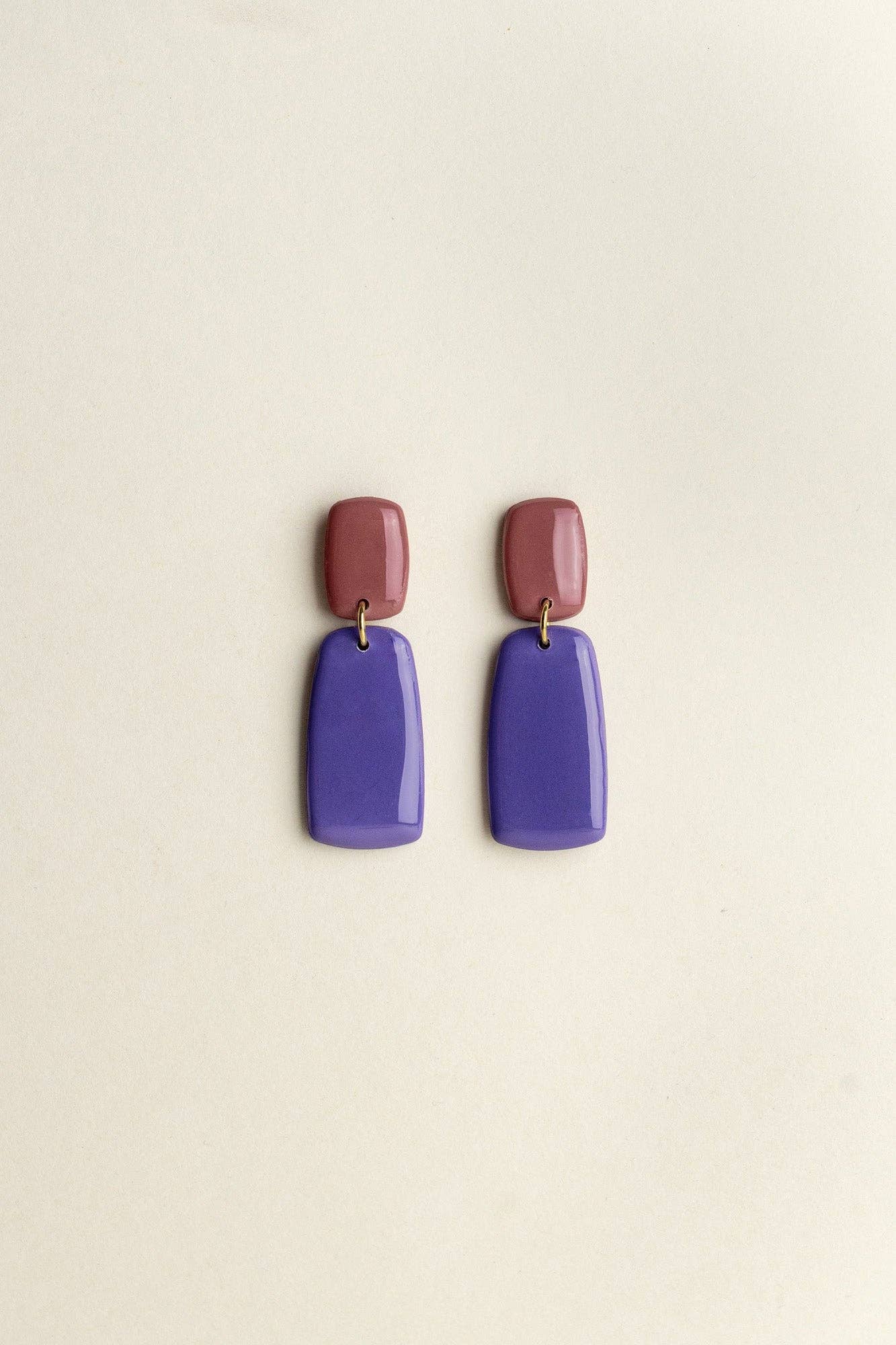 Van Schaaijk Studio - Wholesale Dangle Earrings - Earrings Juna - Mauve / Blueberry