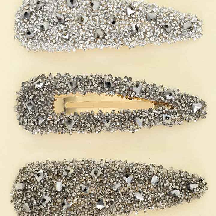 SP Sophia Collection - Wholesale Hair Clip - Women's - 3-Pack Gemstone Cluster Snap Hair Clip Set