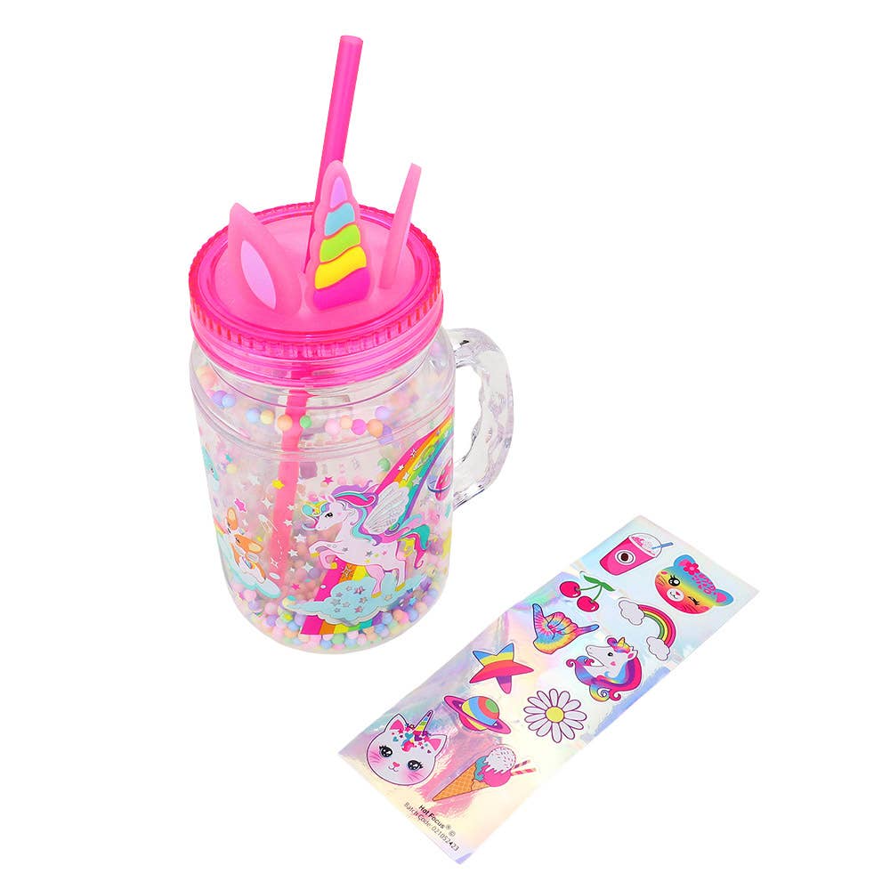 Sensibling Corp. - Wholesale Drinking Glass/Cup - Kids & Baby - HOT FOCUS - Kids Glow in the Dark Unicorn Mason Jar Tumbler
2