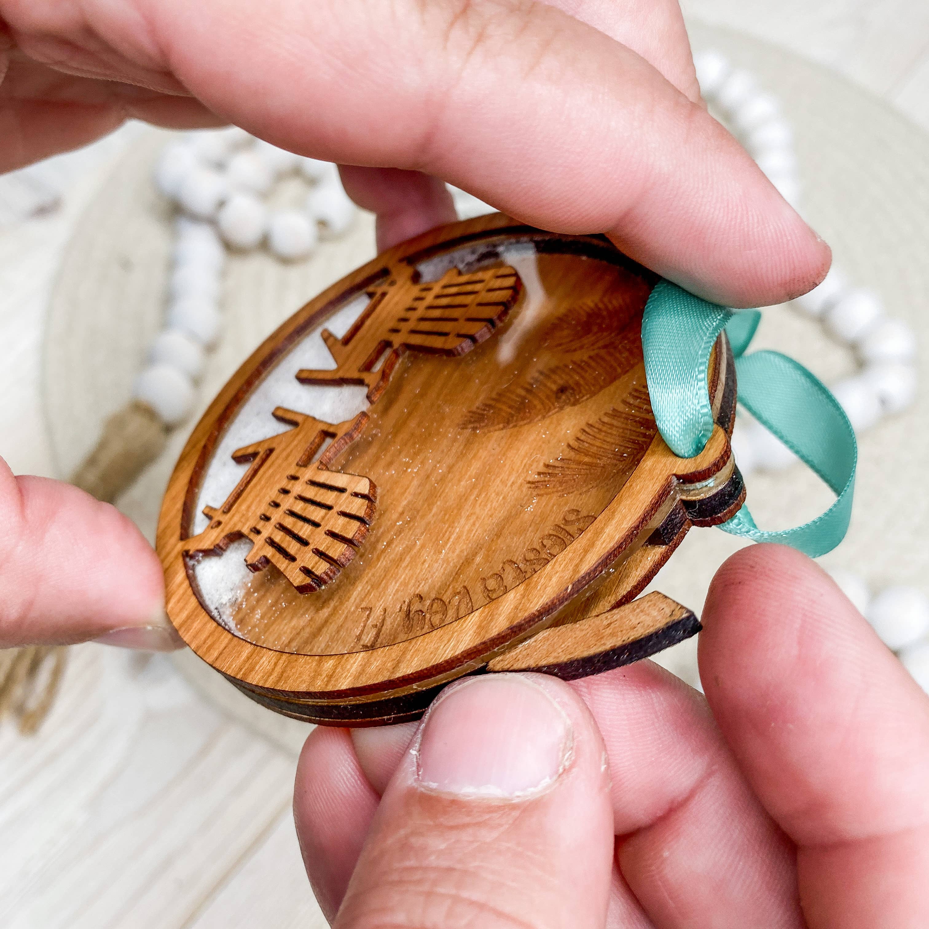 The Cottonseed Marketplace - Wholesale Ornament - Sand Keepsake Ornament - Beach Chairs & Palm Trees4