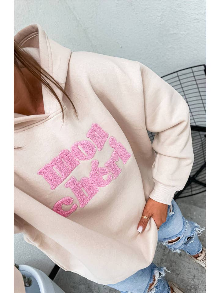 Stone Mon Chéri Oversized Hooded Sweatshirt Jumper-Stone for wholesale on Faire4