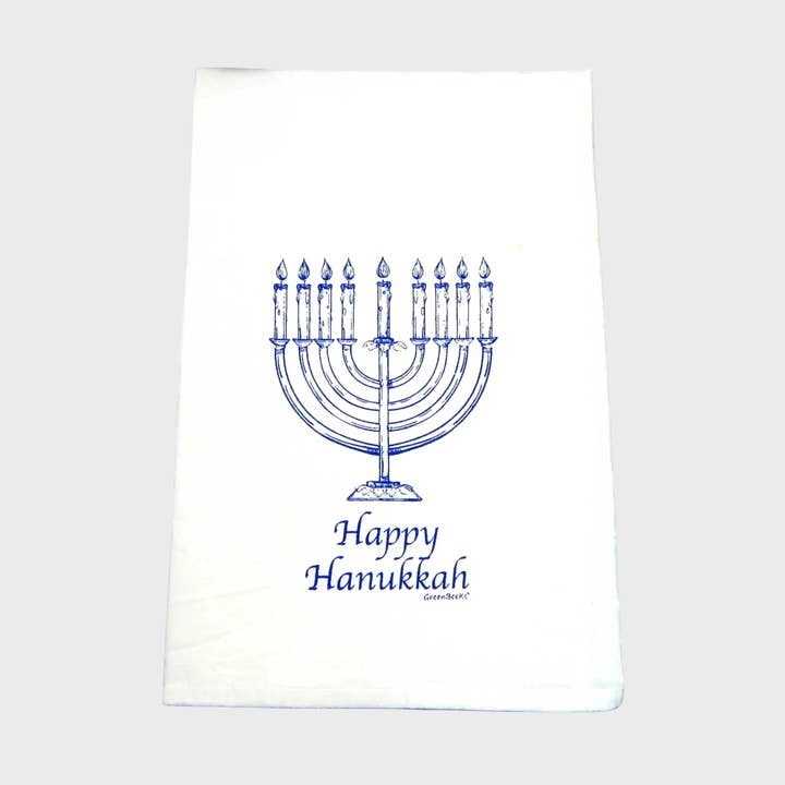 Green Bee Tea Towels - Wholesale Tea Towel - Menorah Kitchen Towel | Tea Towels | Hanukkah Dish Towels