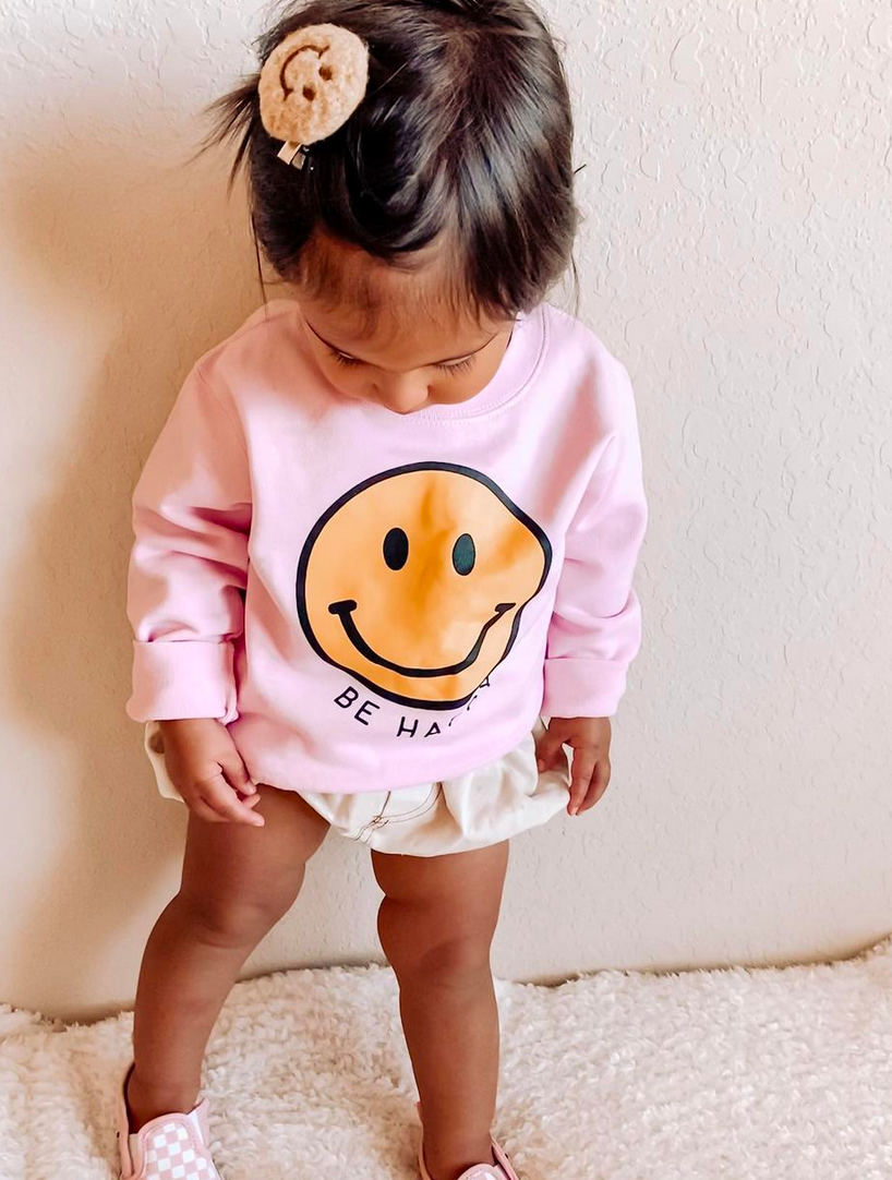 Little Mama Shirt Shop - Wholesale Sweatshirt - Kids - BE HAPPY - SMILEY FACE - Child Sweater3
