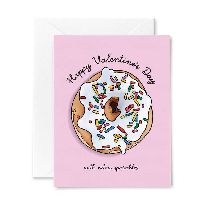 Carte de Saint-Valentin Donut with Extra Sprinkles pour la vente par Artful Pixels