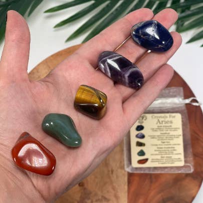 CaNatureLover – wholesale Spiritual stone/crystal – ARIES Crystal Set, 5x Crystals Set ZODIAC HOROSCOPE