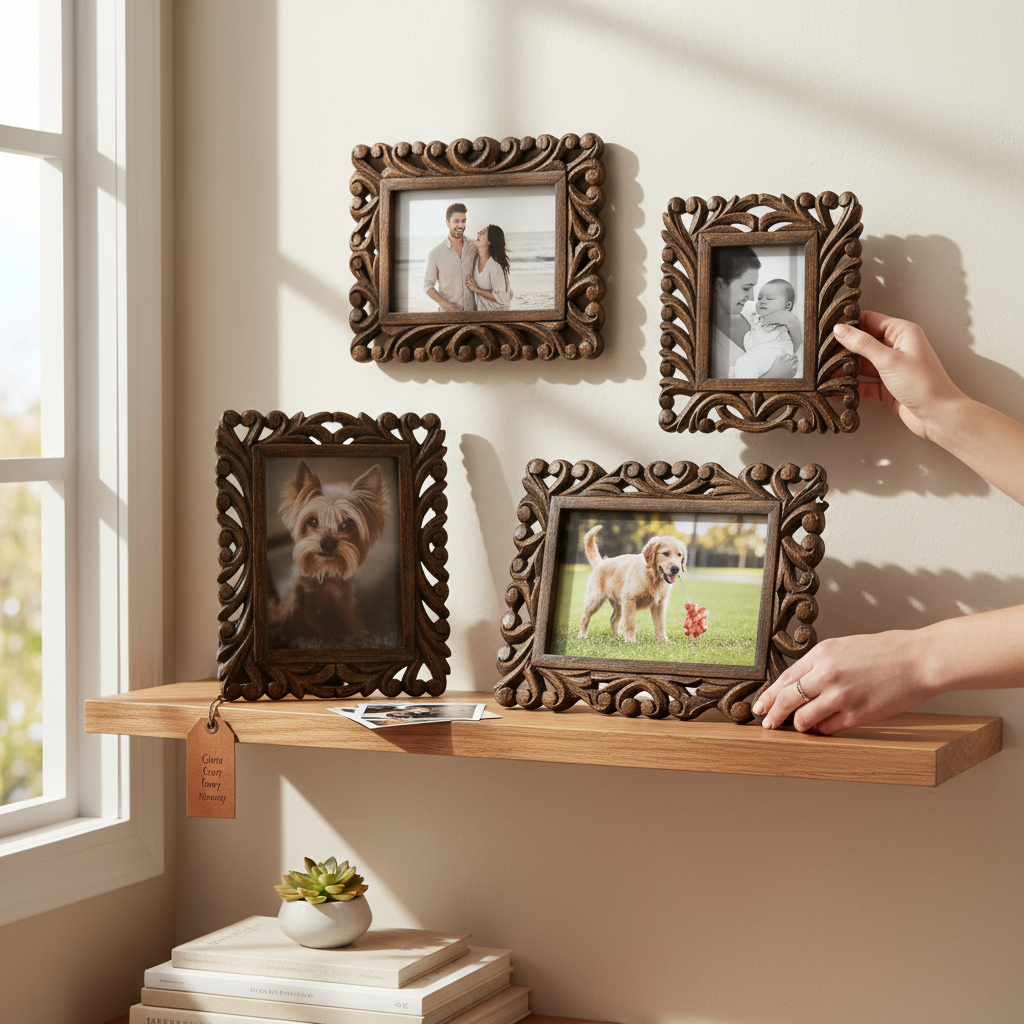 Wilco Home - Wholesale Picture Frame - Castille Hand-Carved Easel Photo Frame-Fall Décor4