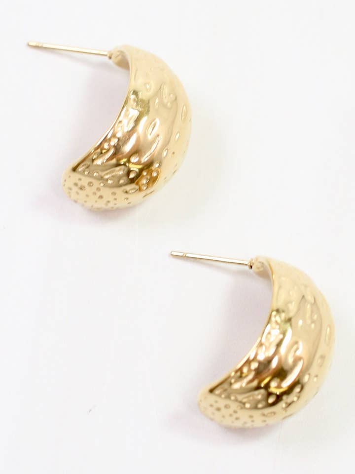 Alamosa Textured Hoop Earring Gold for wholesale by Caroline Hill