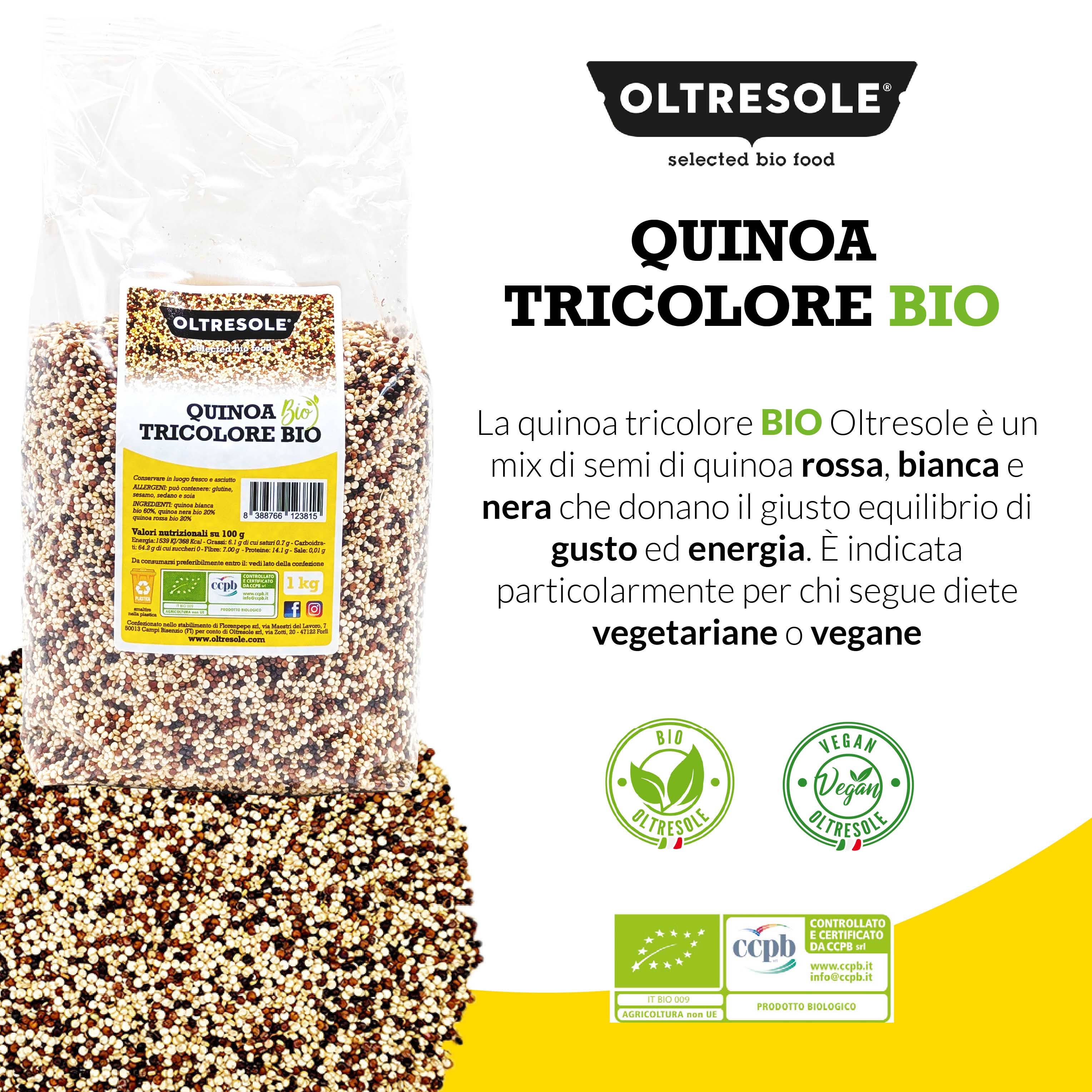 Oltresole - Wholesale Whole Grains - ORGANIC TRICOLOR QUINOA 1 Kg1