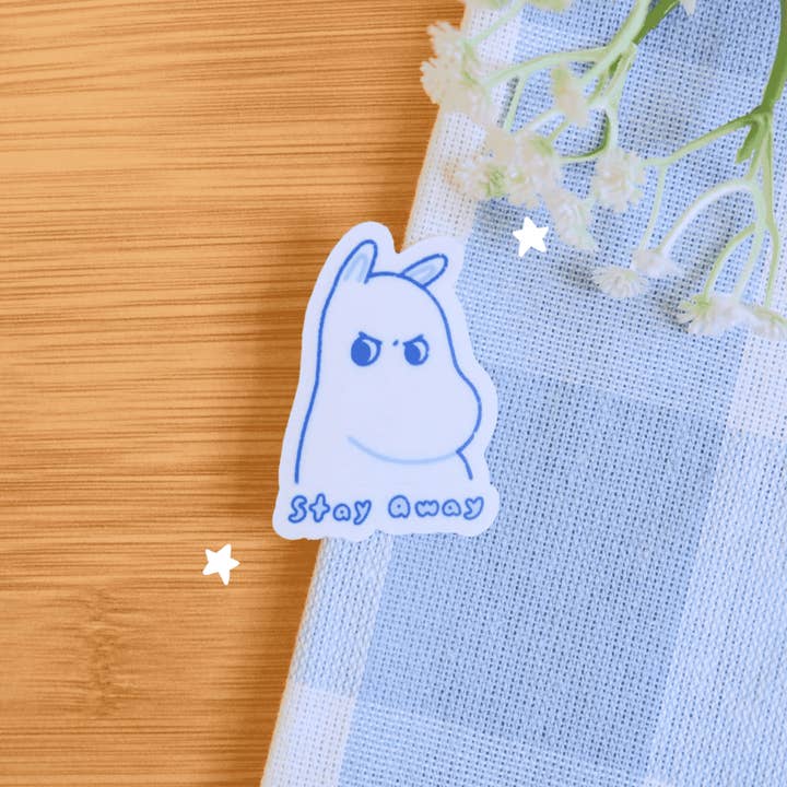 byUme Co. - Wholesale Sticker - White Hippo Stay Away Clear Sticker1