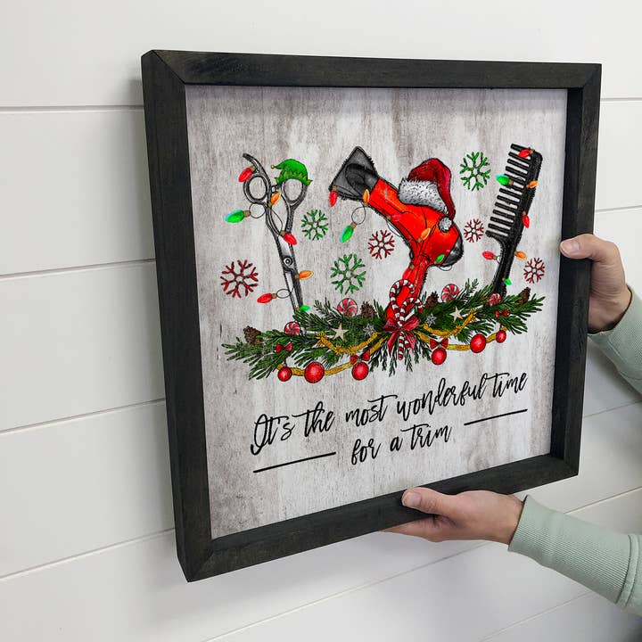 Hangout Home - Wholesale Sign - It's The Most Wonderful Time for a Trim - Salon Holiday Art2