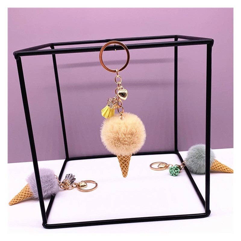 UZ Wholesale Store – wholesale Keychain – Women's – Cartoon Plush Ice Cream Cone Keychain Pendant3