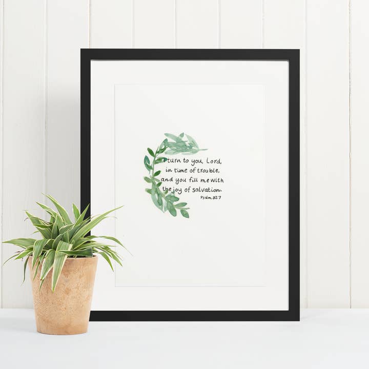 Psaume 32:7 Illustration à l'aquarelle pour la vente par Mary Reichter