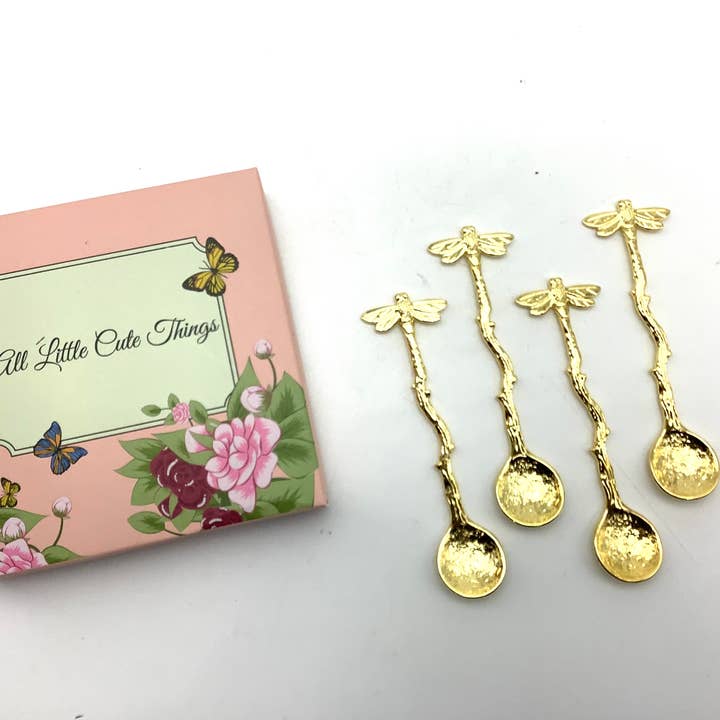 All Little Cute Things - Wholesale Table Spoon (Cutlery) - Gold plated spoon Butterfly handle Gift Box Tea Coffee2