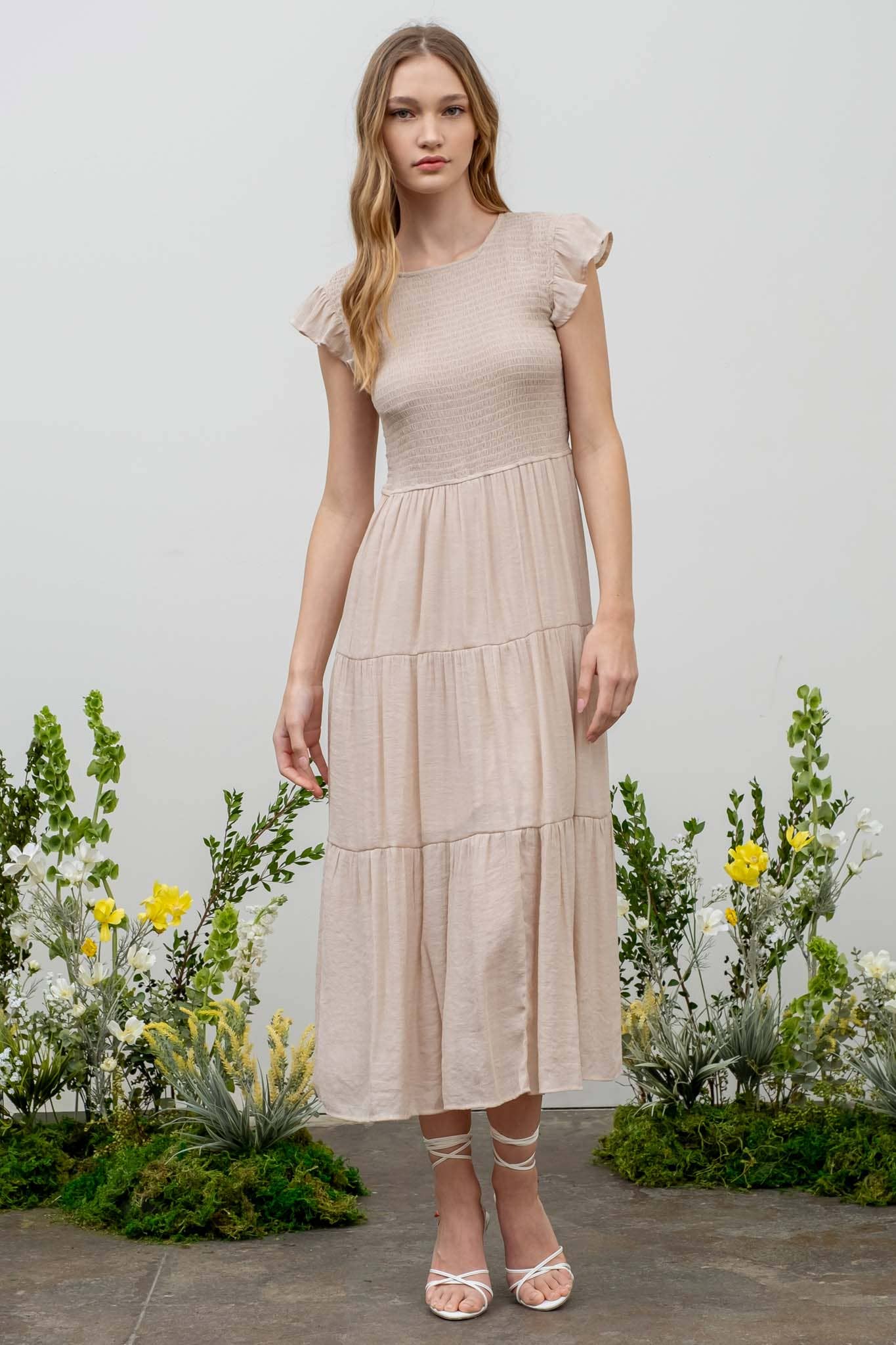 Blu Pepper - Venta al por mayor Vestido - Mujer - Vestido midi con volantes y cuerpo fruncido75