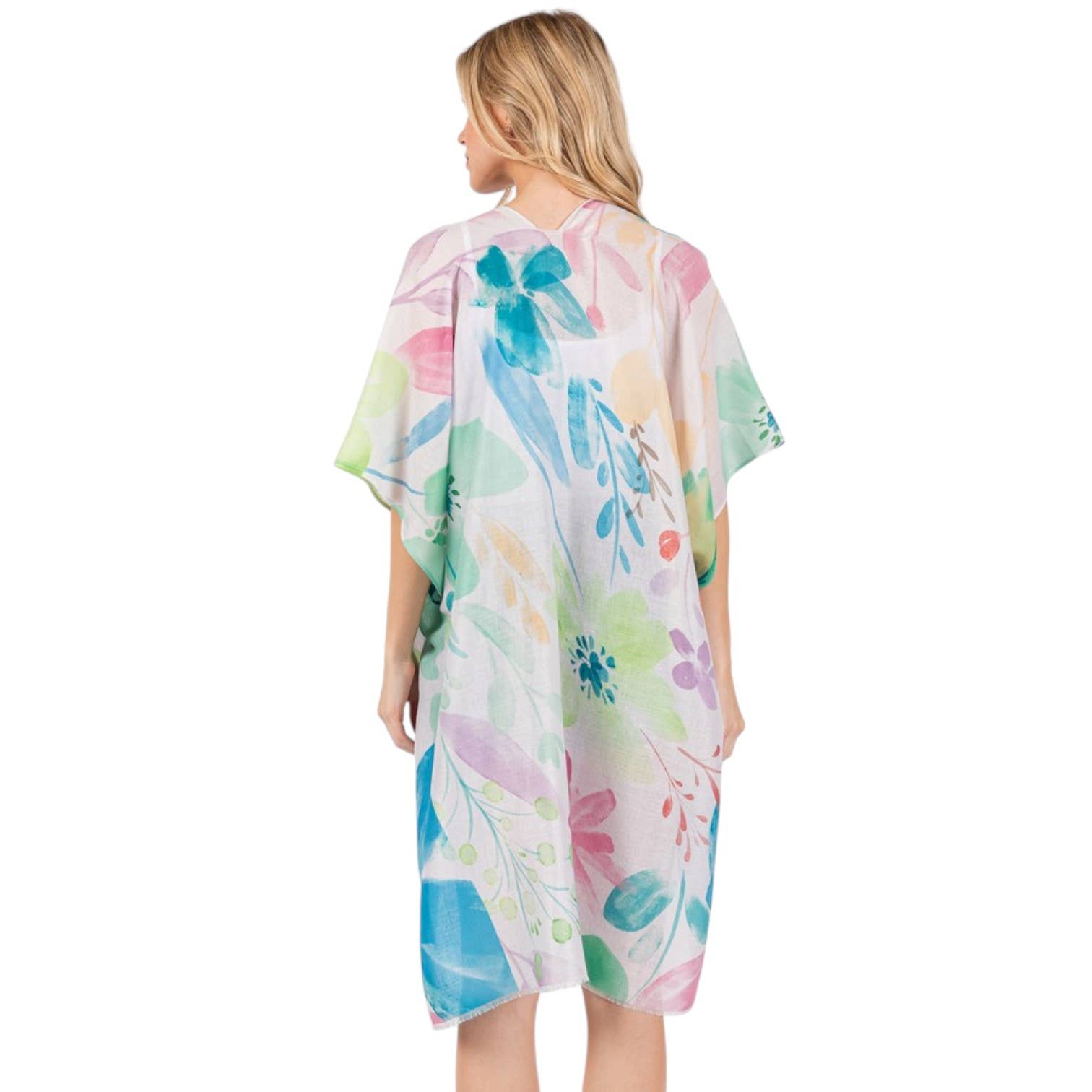 Artini Accessories - Vente Kimono – femme - Kimono léger à imprimé floral aquarelle5