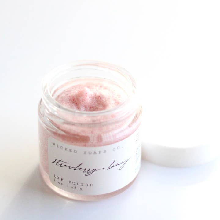 Wicked Soaps Co. - Vendita all'ingrosso Scrub/esfoliante labbra - Scrub Labbra Fragola + Miele | Delicata Esfoliazione Naturale
