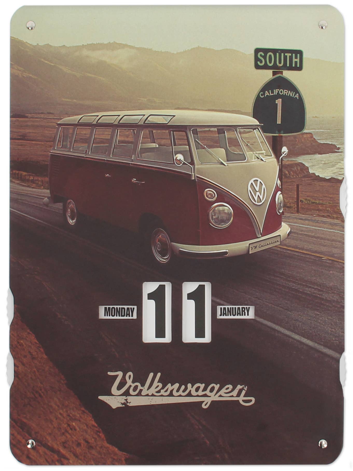 VW Collection by BRISA - Wholesale Calendar - VW T1 Bus Perpetual Home Office Wall Calendar - Highway 10