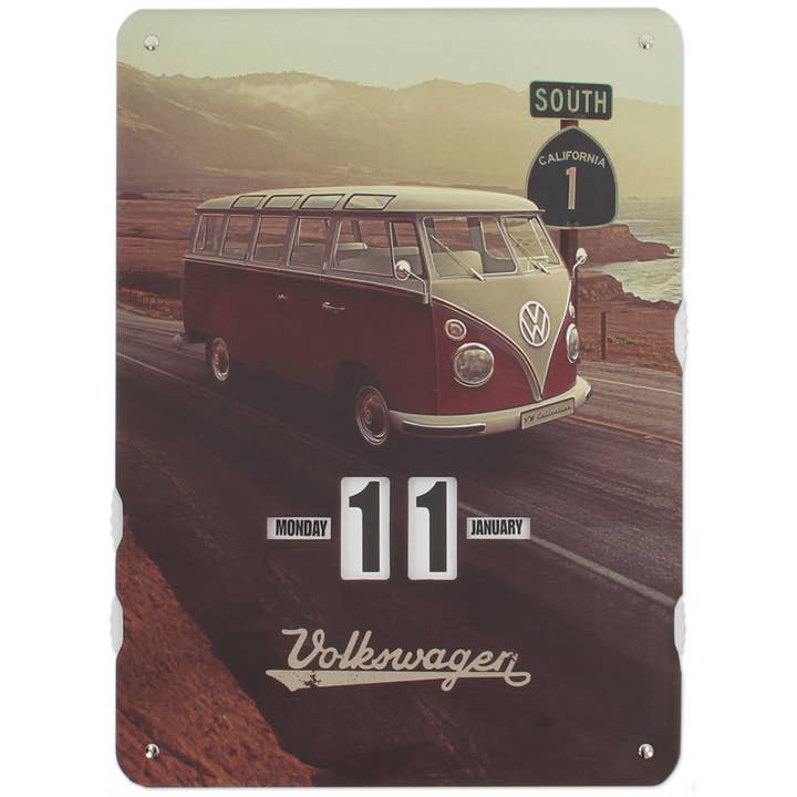 VW Collection by BRISA - Wholesale Calendar - VW T1 Bus Perpetual Home Office Wall Calendar - Highway 1