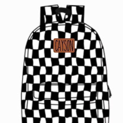Personalized Wavy Check Backpack for wholesale by Raised Rad Co