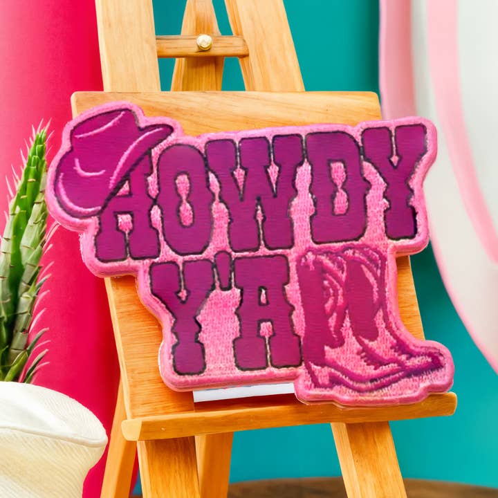 Rosa Howdy Y'all broderade lappar för truckerhattar! för wholesale av Patchgram