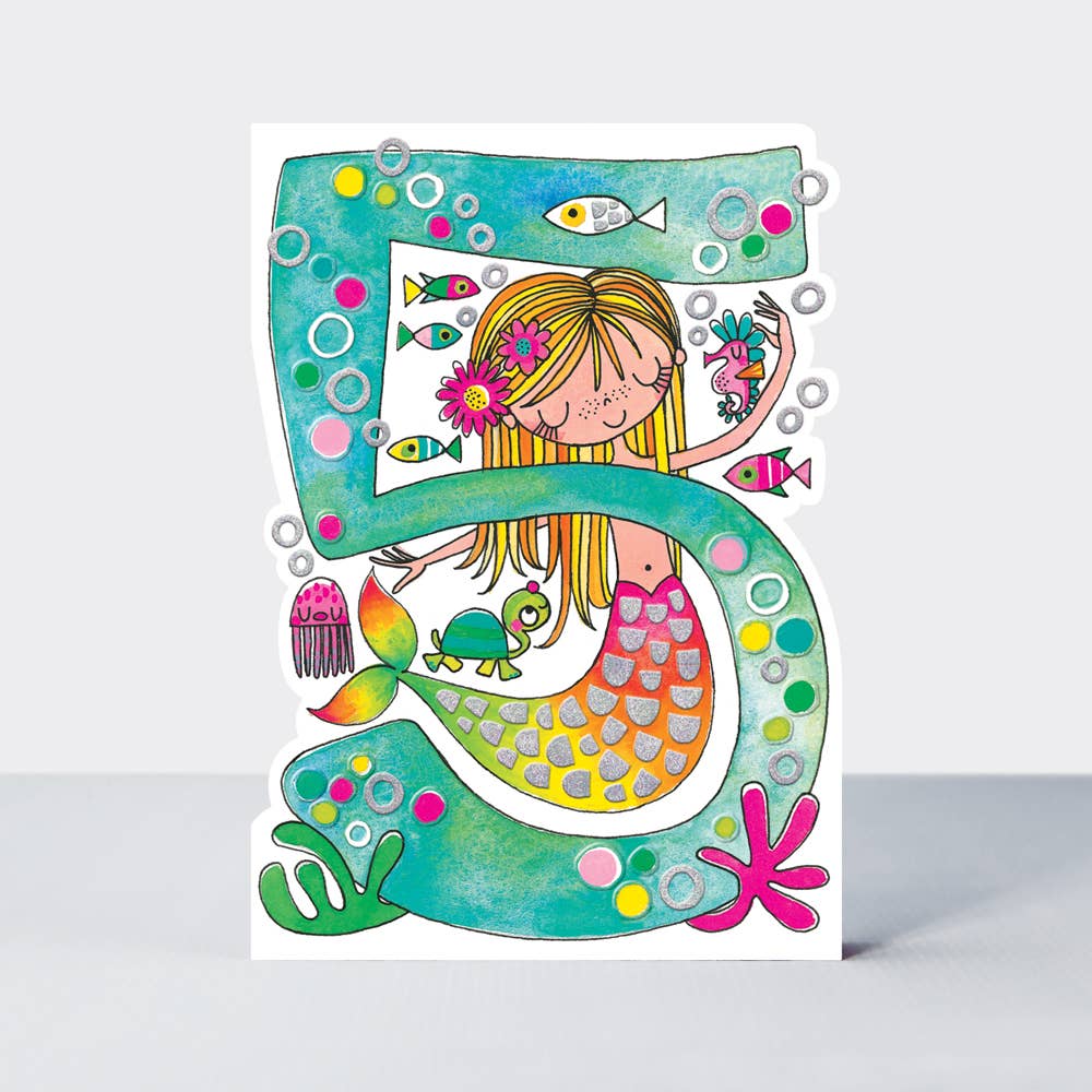 Rachel Ellen Designs – wholesale Birthday card – Star Jumps - Age 5 Girl Mermaid