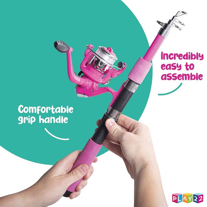Play22 - Vente Jeu de sport – enfant et bébé - Canne à pêche pour enfants rose - Canne à pêche et moulinet pour enfants 40 pièces2