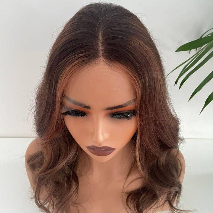 Gaurash Beauty Supply Inc. - Wholesale Wig/Hair Piece - Chocolate Brown Human Hair Wig with Caramel Highlights3