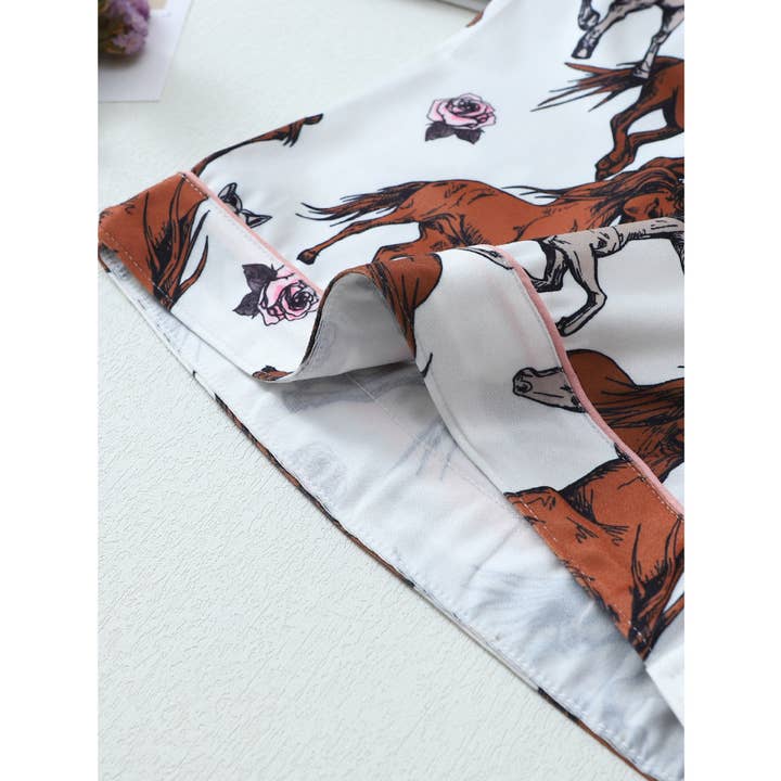 Rosa Clothing - Wholesale Lounge Set - Women's - Western Horse & Zebra Print Short Sleeve Pajama Set2