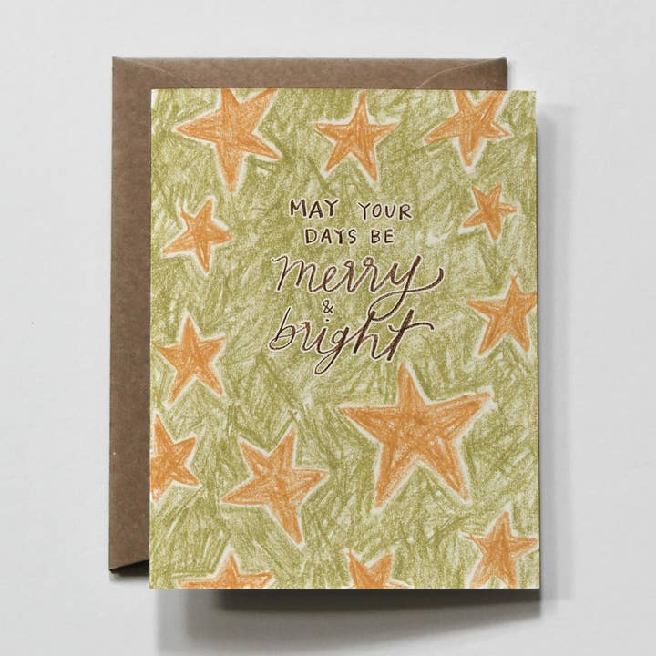Merry & Bright Stars | Happy Holidays Greeting Card for wholesale by everglow handmade