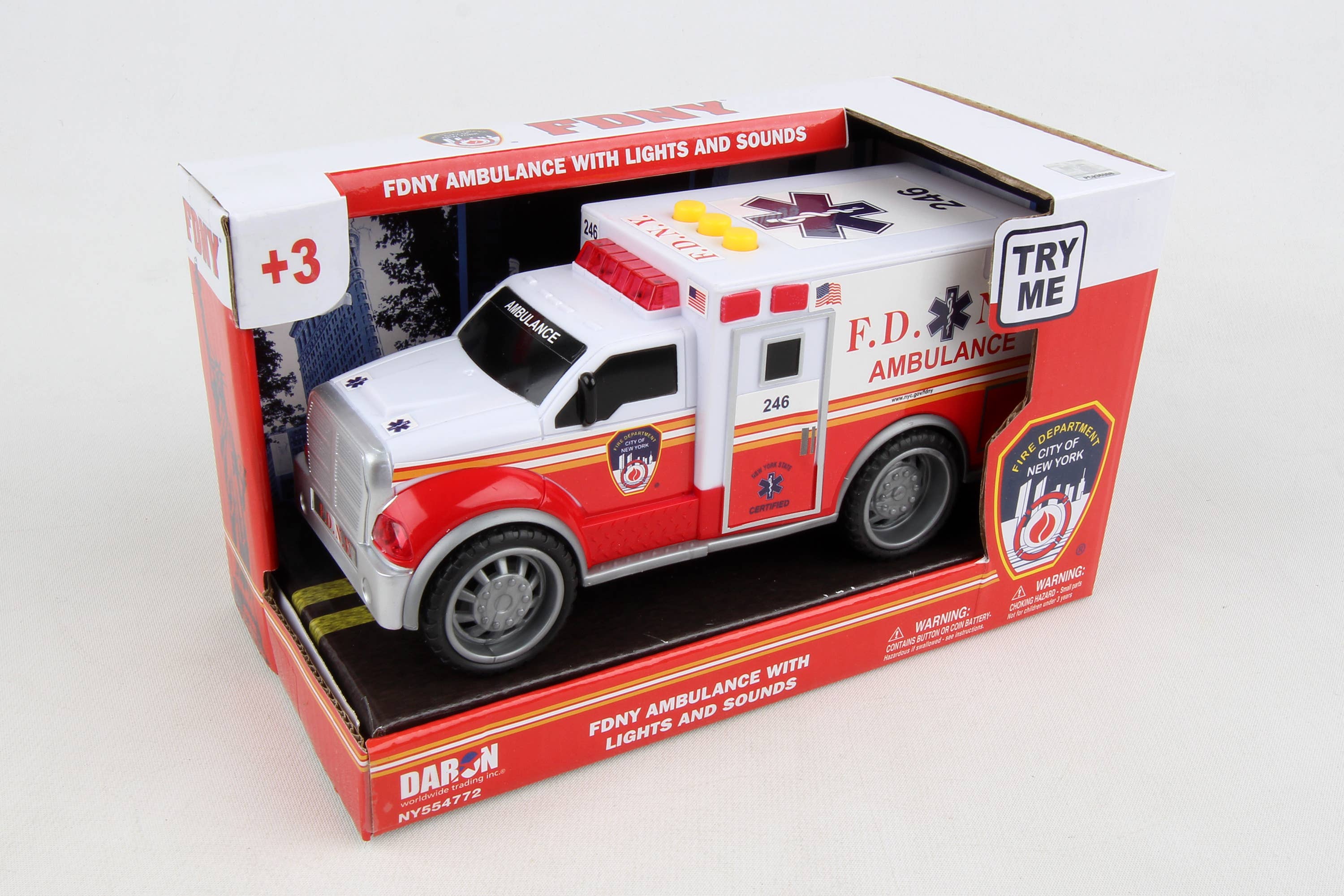 Daron Worldwide Trading - Wholesale Toy Car/Truck - Kids - NY554772 FDNY Ambulance w/lights & sound by Daron Toys