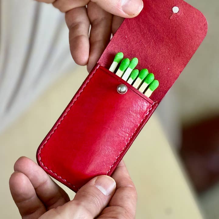 Hand-cut Cigar Matches with Leather Match Case for wholesale by A. M. Aiken