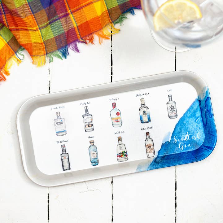 Skotsk Gin snackbakke for engroshandel hos Sarah Leask Studio