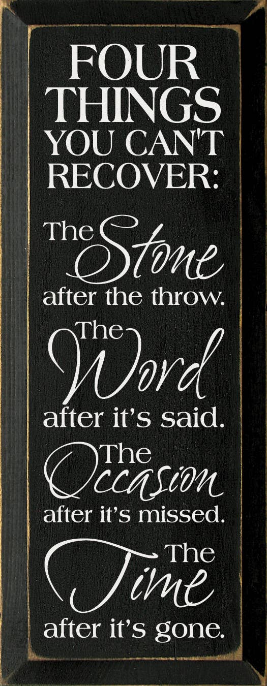 SAWDUST CITY – Großhandel Schilder – Vier Dinge, die Sie nicht wiederherstellen können, Holzschild3