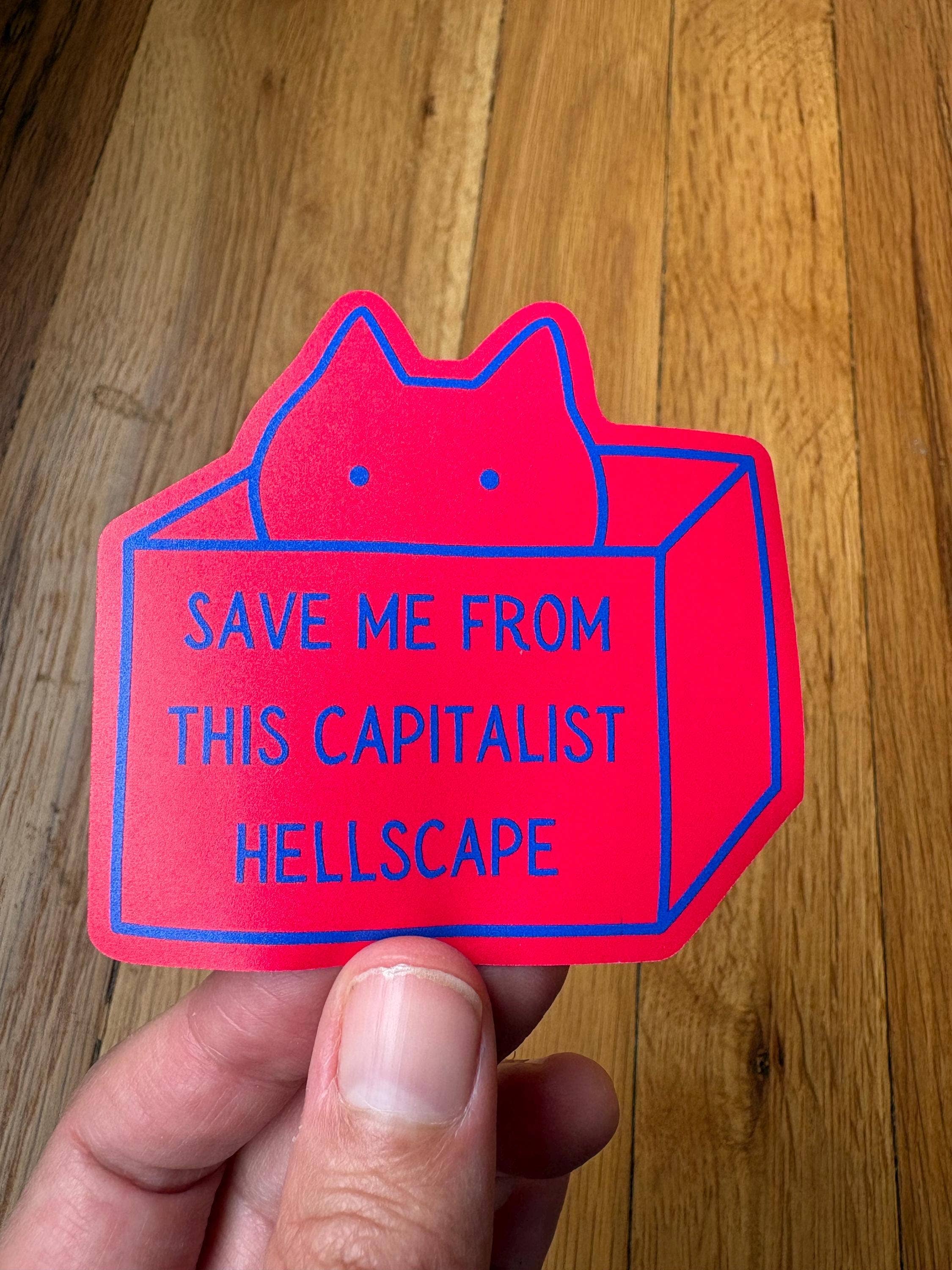 Anna Liz Heart Designs - Wholesale Sticker - Funny Political Sticker – Anticapitalism Cute Cat1