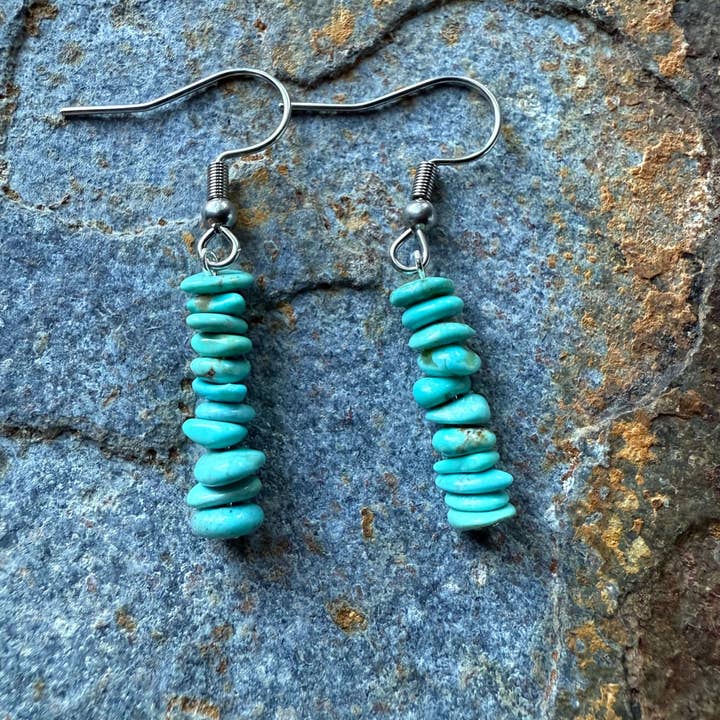 Wild Mountain Silver - Vente Boucles d'oreilles pendantes - Boucles d'oreilles en éclats de turquoise Kingman1