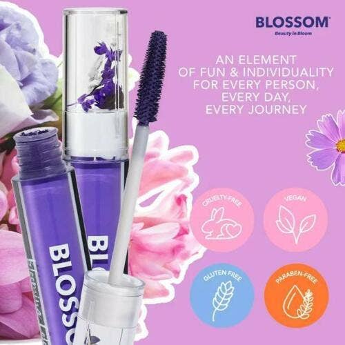 Kasa Style - Wholesale Lip Gloss - Blossom Beauty in Bloom Colored Volumizing Mascara Crystal  Iridescence Lip Gloss Purple Set4
