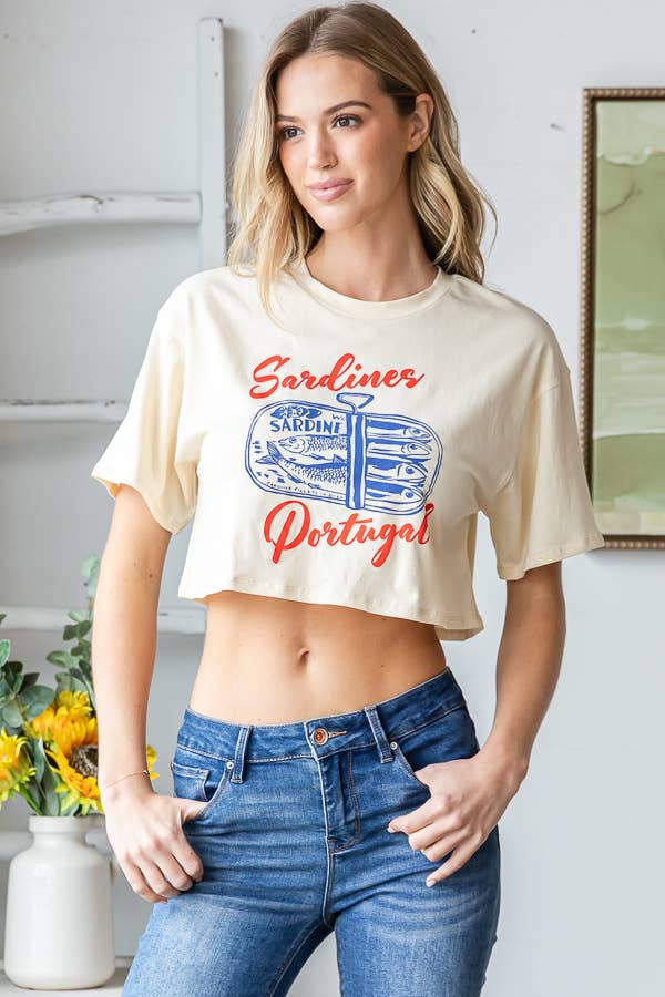 Cream SARDINES GRAPHIC TEE for wholesale on Faire4