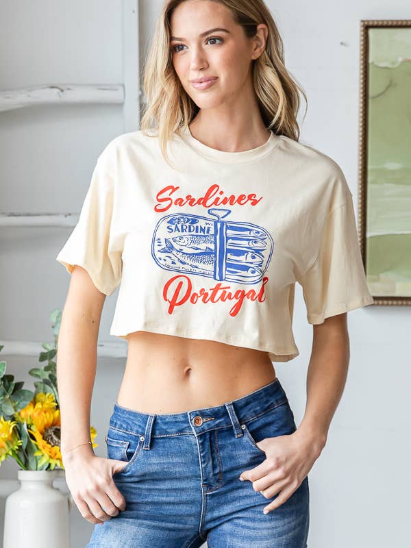 Cream SARDINES GRAPHIC TEE for wholesale on Faire4