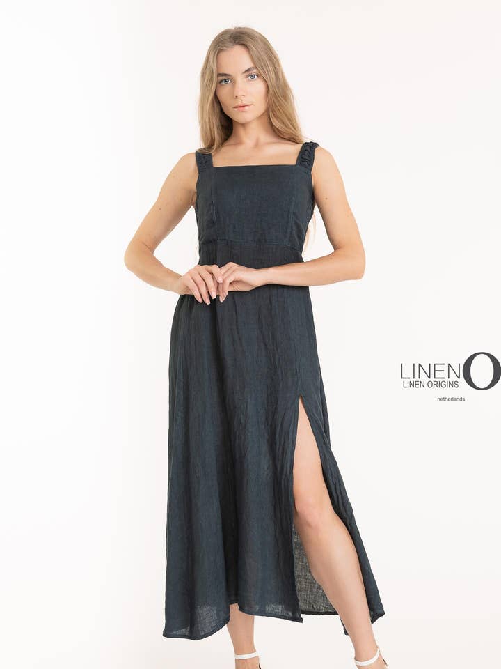 SS25 - Vestido de Linho Francês Linho O (TP1509-158) por atacado de LINEN LUV