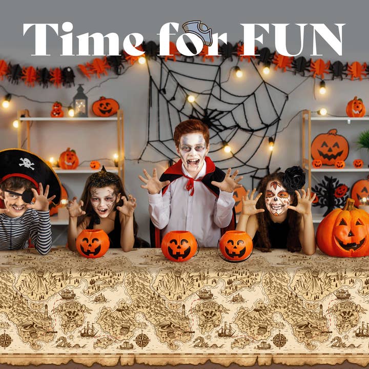 Leib Games - Wholesale Disposable Table Cover/Runner - Pirate Map Plastic Table Cloth Disposable, Party Decorations3