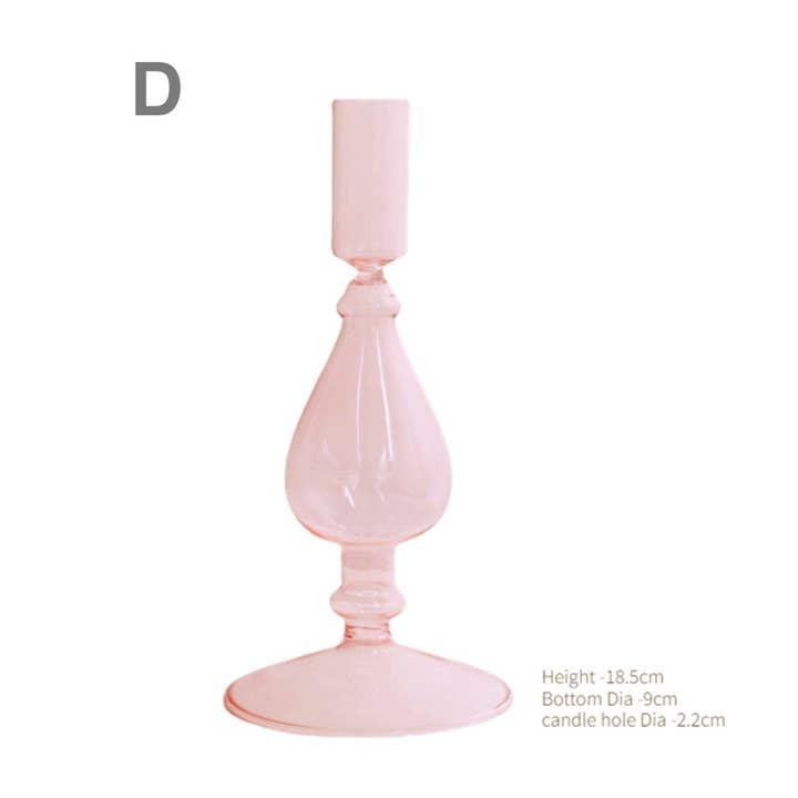 IVORE.GROUP - Wholesale Candle Holder - Pink Wedding Table Centerpieces Glass Candlestick Holder