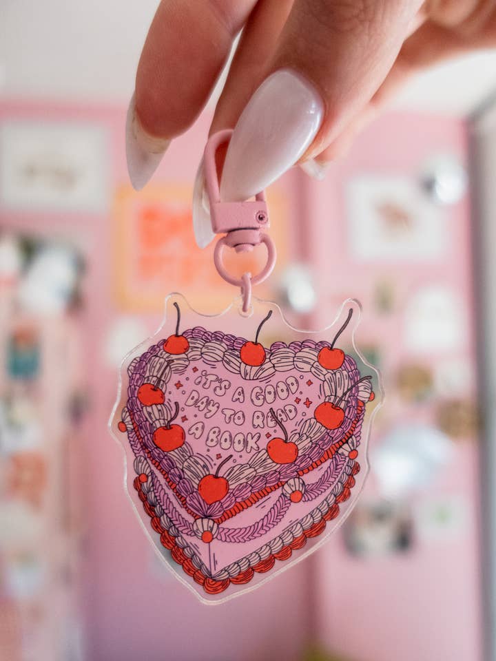 Porta-chaves "É um Bom Dia para Ler" por atacado de Jollie Ollie Designs