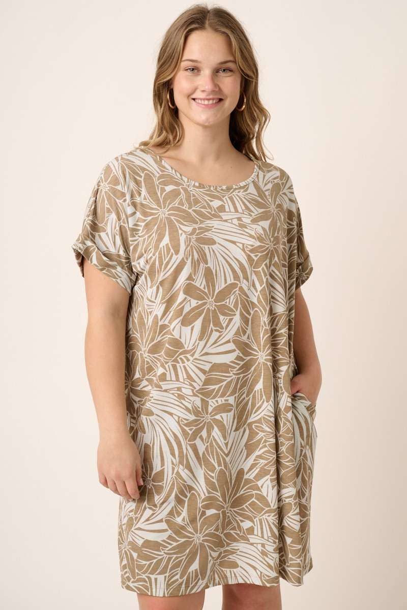 mittoshop - Vendita all'ingrosso Vestito - Donna - D1912PL - MINI ABITO DOLMAN PLUS CON STAMPA TROPICALE11