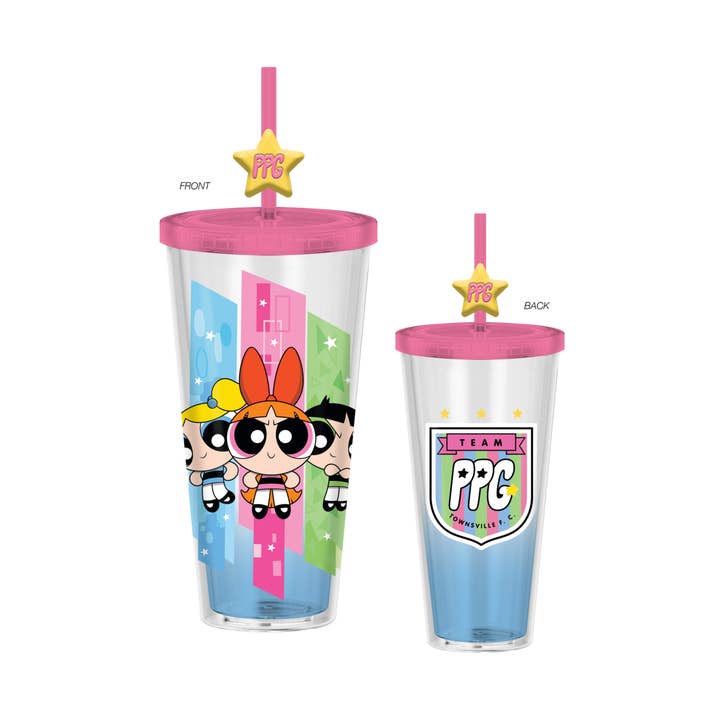 Power Puff Girls Trio 24oz Plastic Cold Cup w/ Lid for wholesale by Silver Buffalo