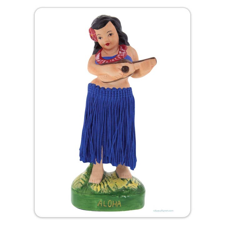 Dashboard Hula Doll Blue Skirt Ukulele Mini Sticker 20 ct for wholesale by RetroPlanet