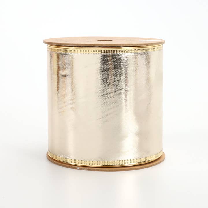 LA Ribbons Wholesale - Wholesale Ribbon - Gift Wrapping - 4" Lurex Wired Ribbon | Champagne | 10 Yard Roll