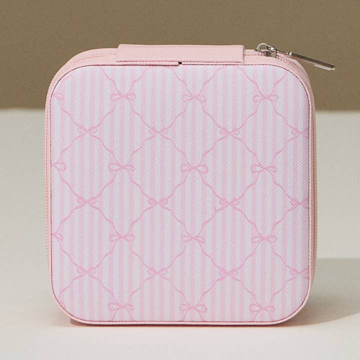 Lilla Haven - Wholesale Jewelry Box/Organizer - Bow Monogram Print Jewelry Box -Travel Size