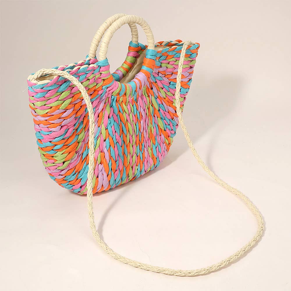 Sensibling Corp. - Venta al por mayor Bolso con asas - Mujer - Bolso de Mano de Yute con Asa Redonda de Tejido Multicolor / Bolso de Mano8