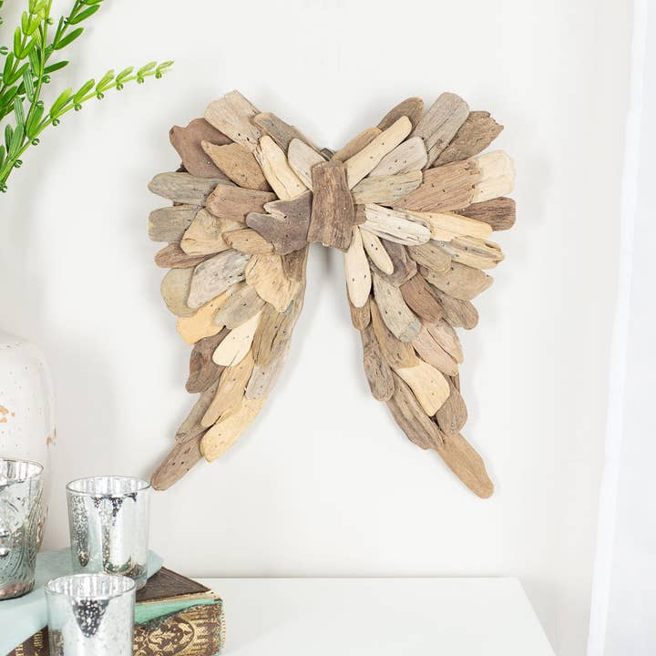 Factory Direct Craft - Vente Décorations de table - Ailes d'ange en bois rustique naturel fait main - 12" x 12"